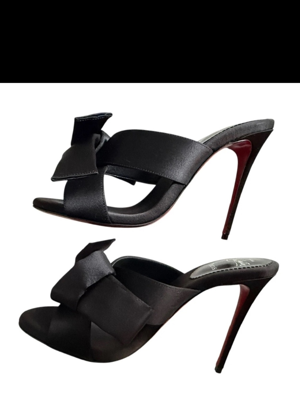 Christian Louboutin MATRICIA 100 Satin Bow Mule Heels Shoes